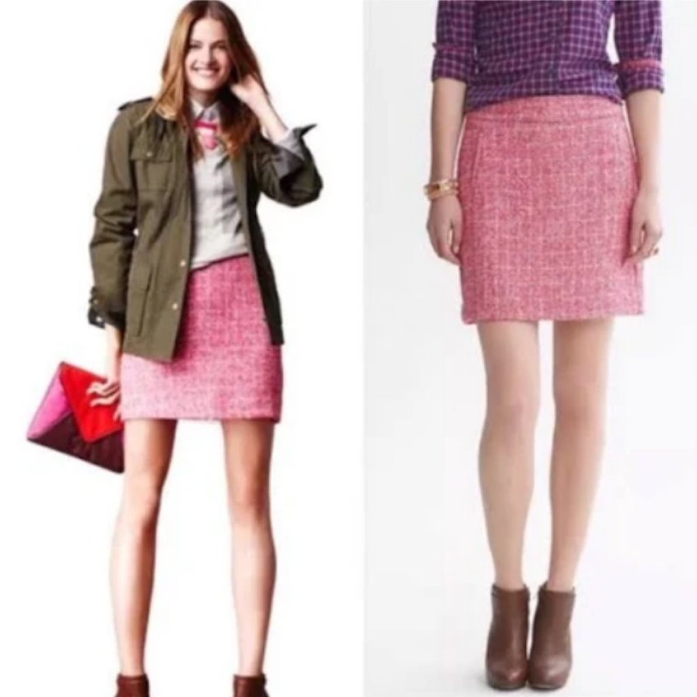 Banana Republic pink tweed skirt NWT